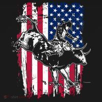 Rodeo Bull Rider American Flag Ornament thumb 1