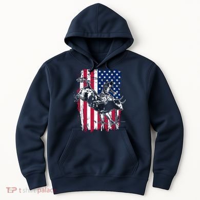 Rodeo Bull Rider American Flag Hoodie