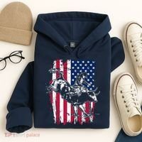 Rodeo Bull Rider American Flag Hoodie thumb 4