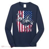 Rodeo Bull Rider American Flag Long Sleeve Shirt thumb 0