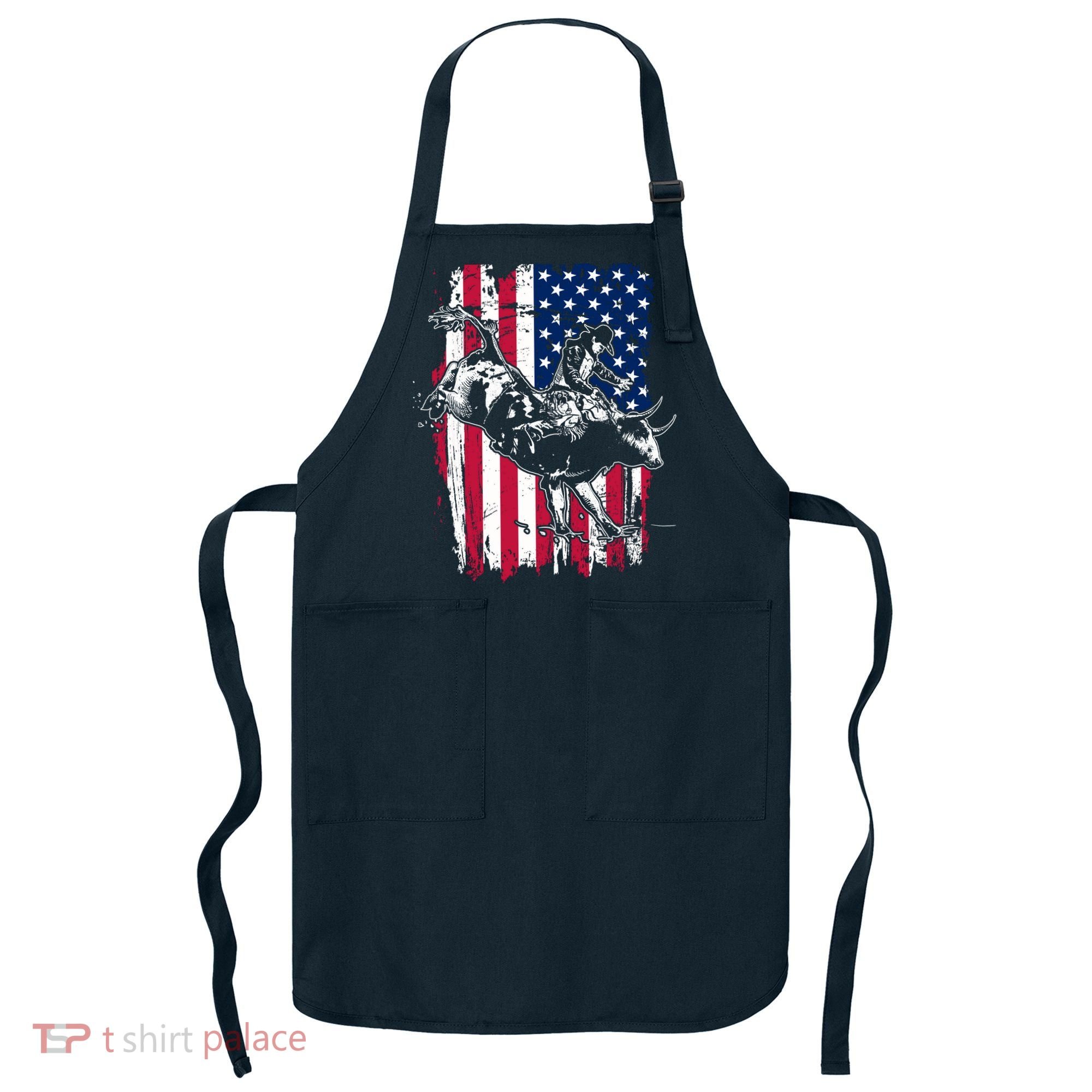 Rodeo Bull Rider American Flag Apron
