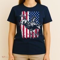 Rodeo Bull Rider American Flag T-Shirt thumb 4