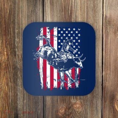 Rodeo Bull Rider American Flag Coaster