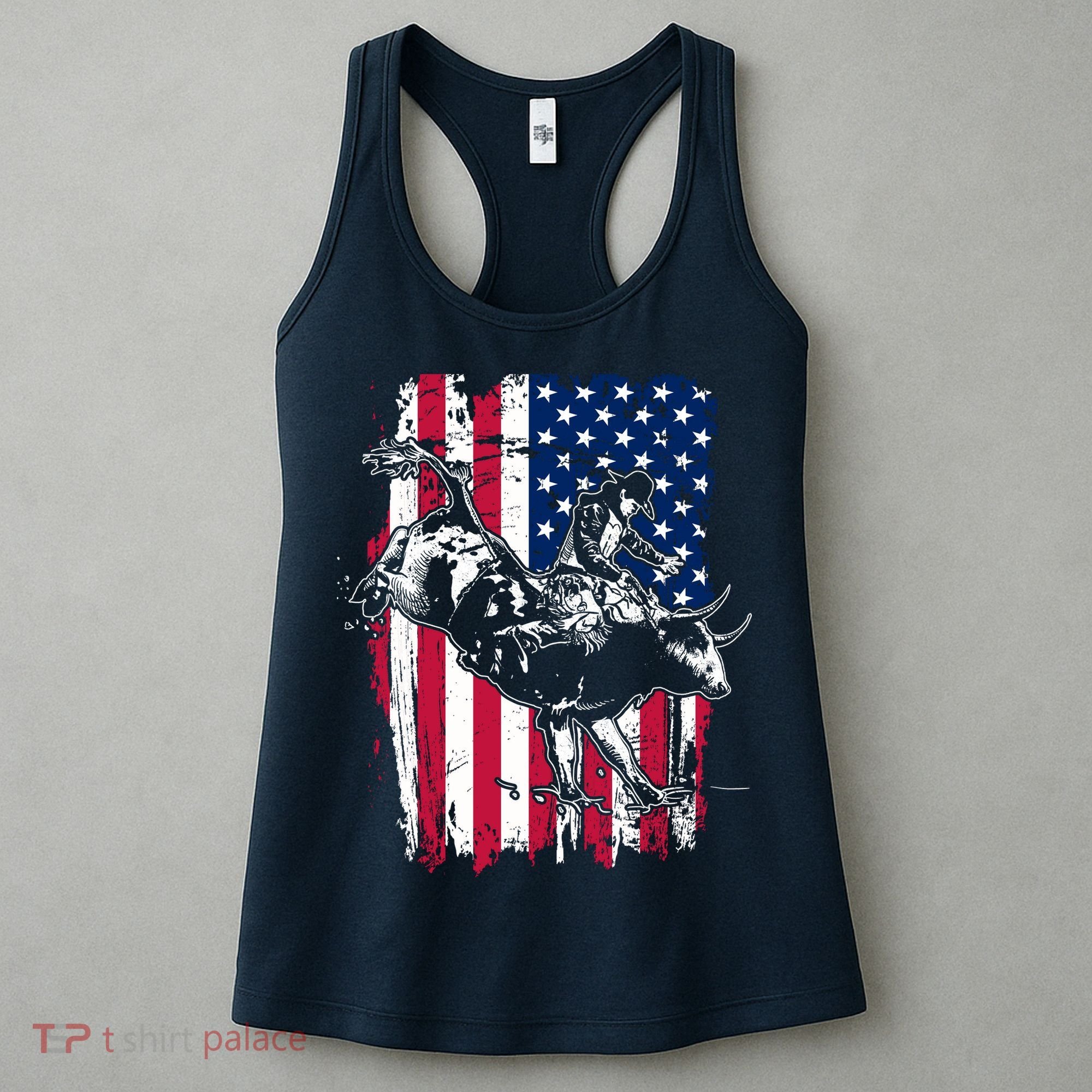 Rodeo Bull Rider American Flag Women's Tank Top