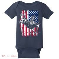 Rodeo Bull Rider American Flag Baby Bodysuit thumb 0