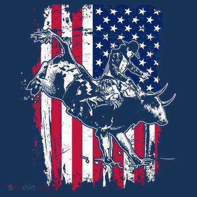 Rodeo Bull Rider American Flag Tie-Dye Long Sleeve Shirt