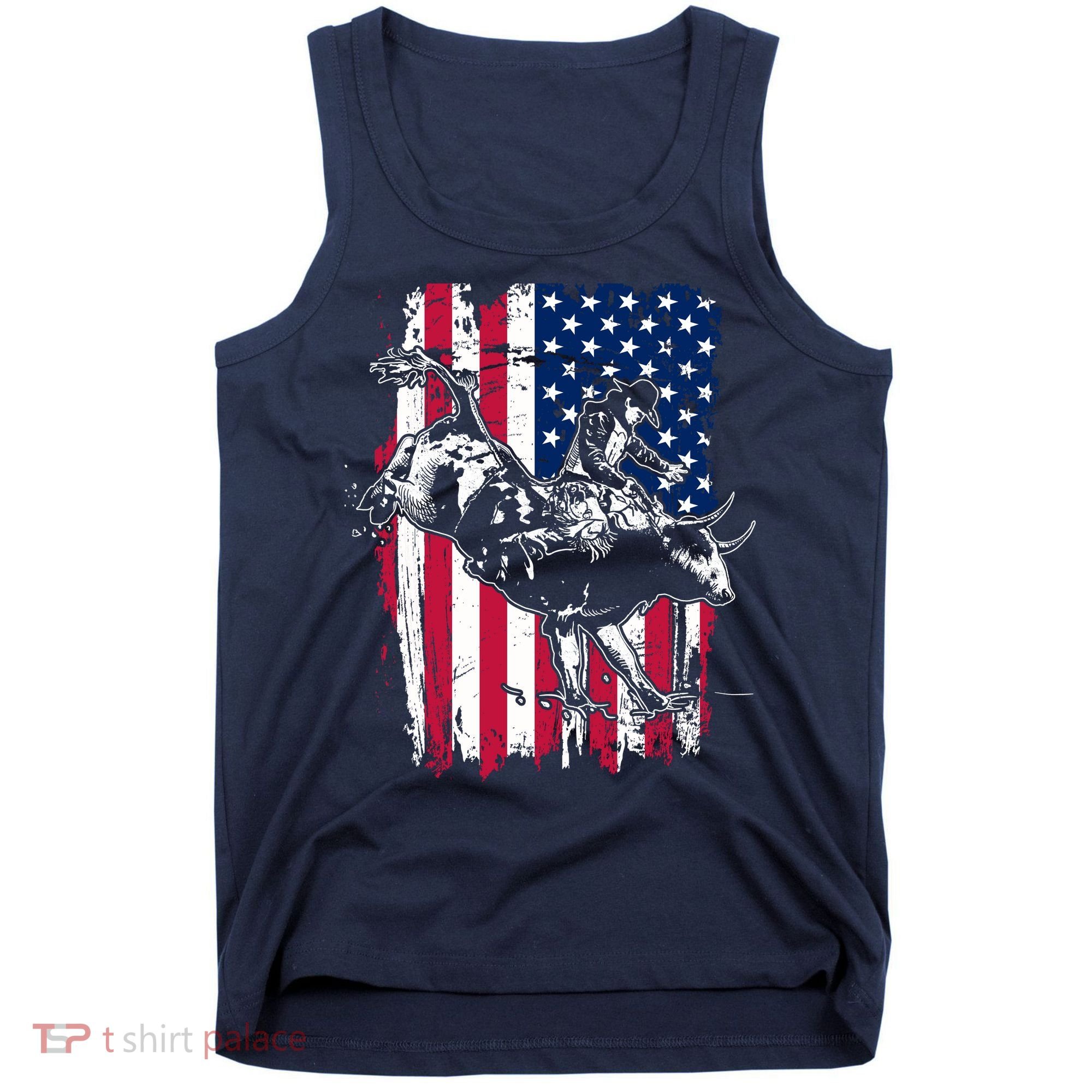 Rodeo Bull Rider American Flag Tank Top