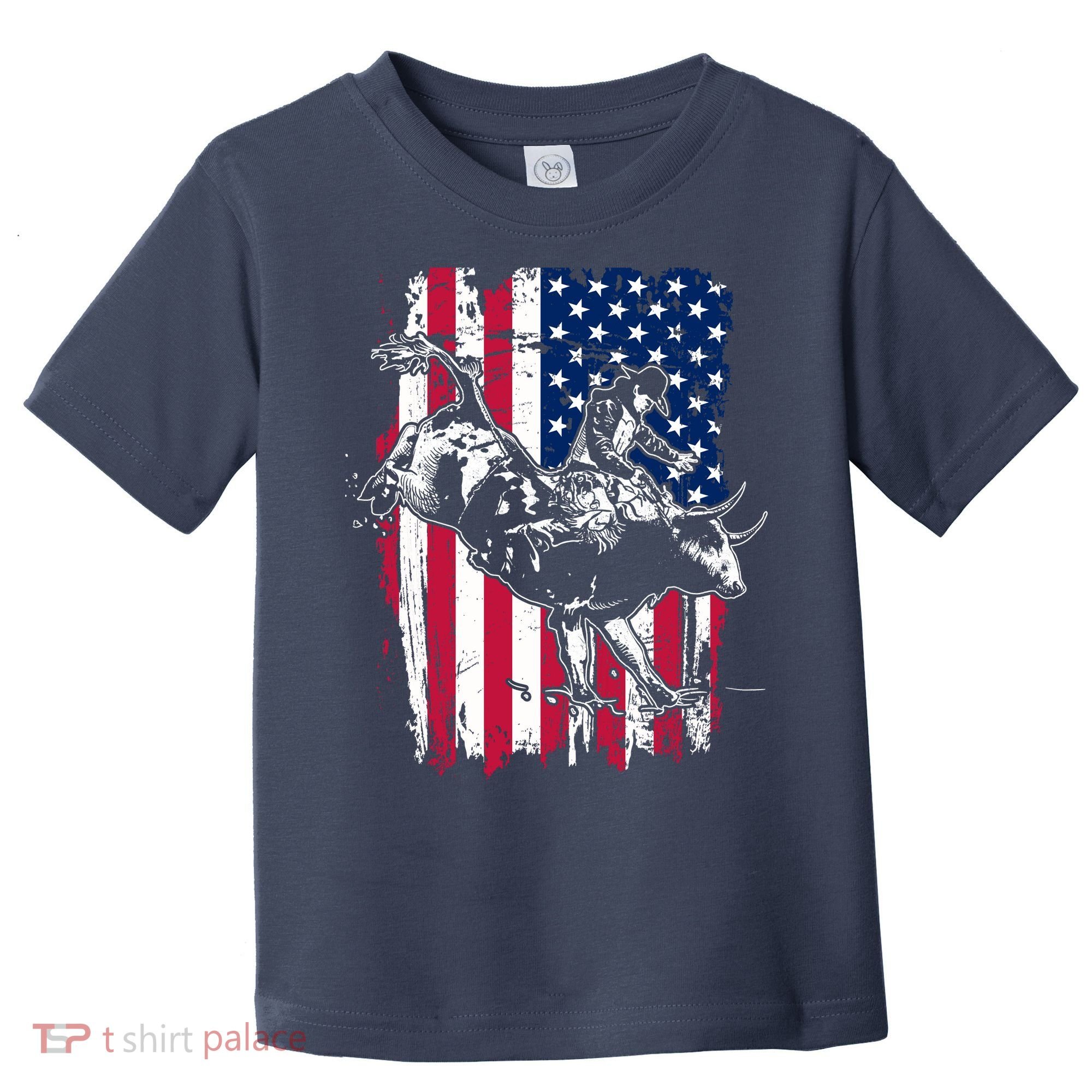 Rodeo Bull Rider American Flag Toddler T-Shirt