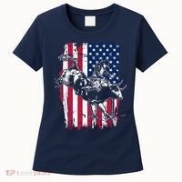Rodeo Bull Rider American Flag Women's T-Shirt thumb 0