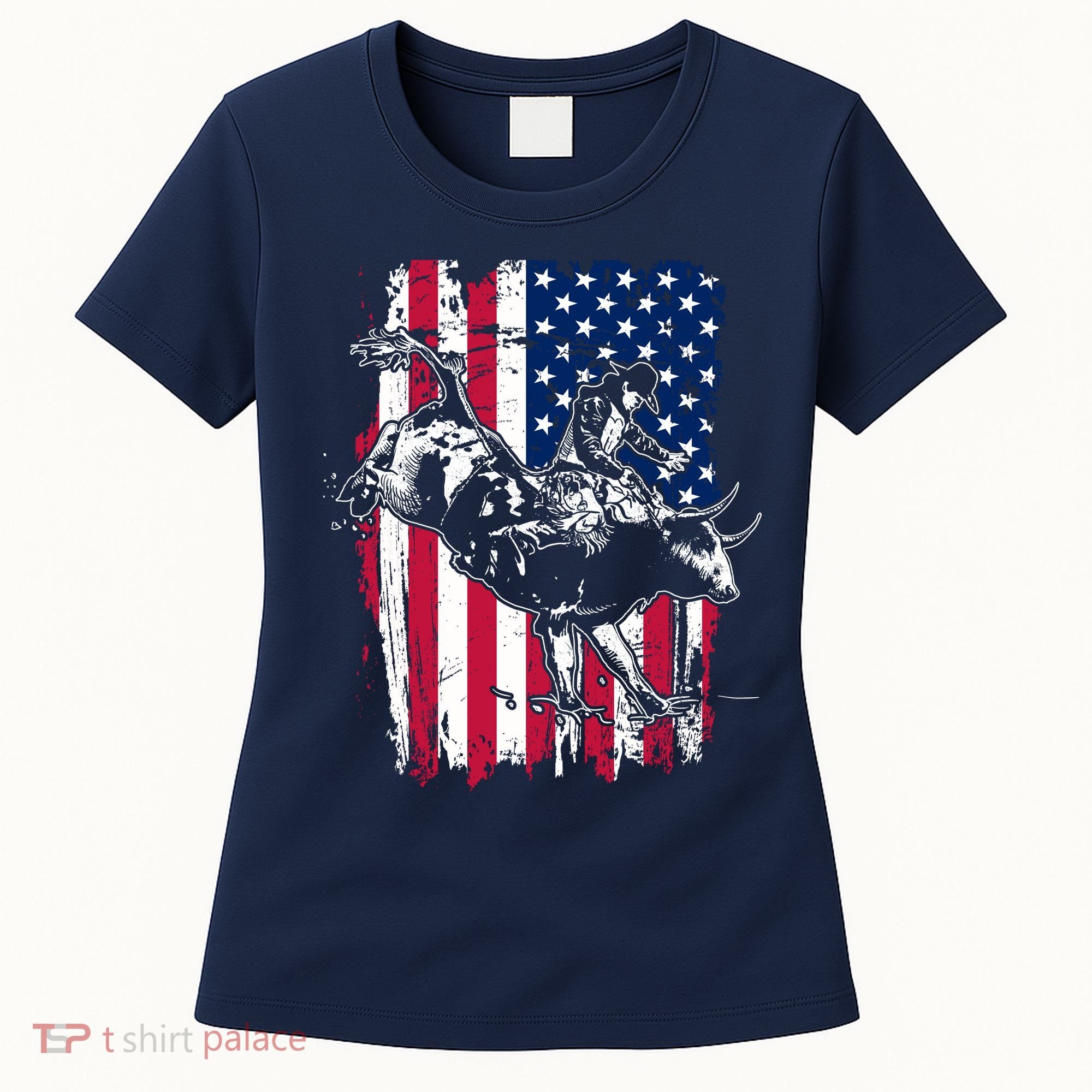 Rodeo Bull Rider American Flag Women's T-Shirt