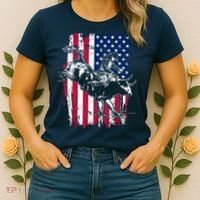 Rodeo Bull Rider American Flag Women's T-Shirt thumb 2