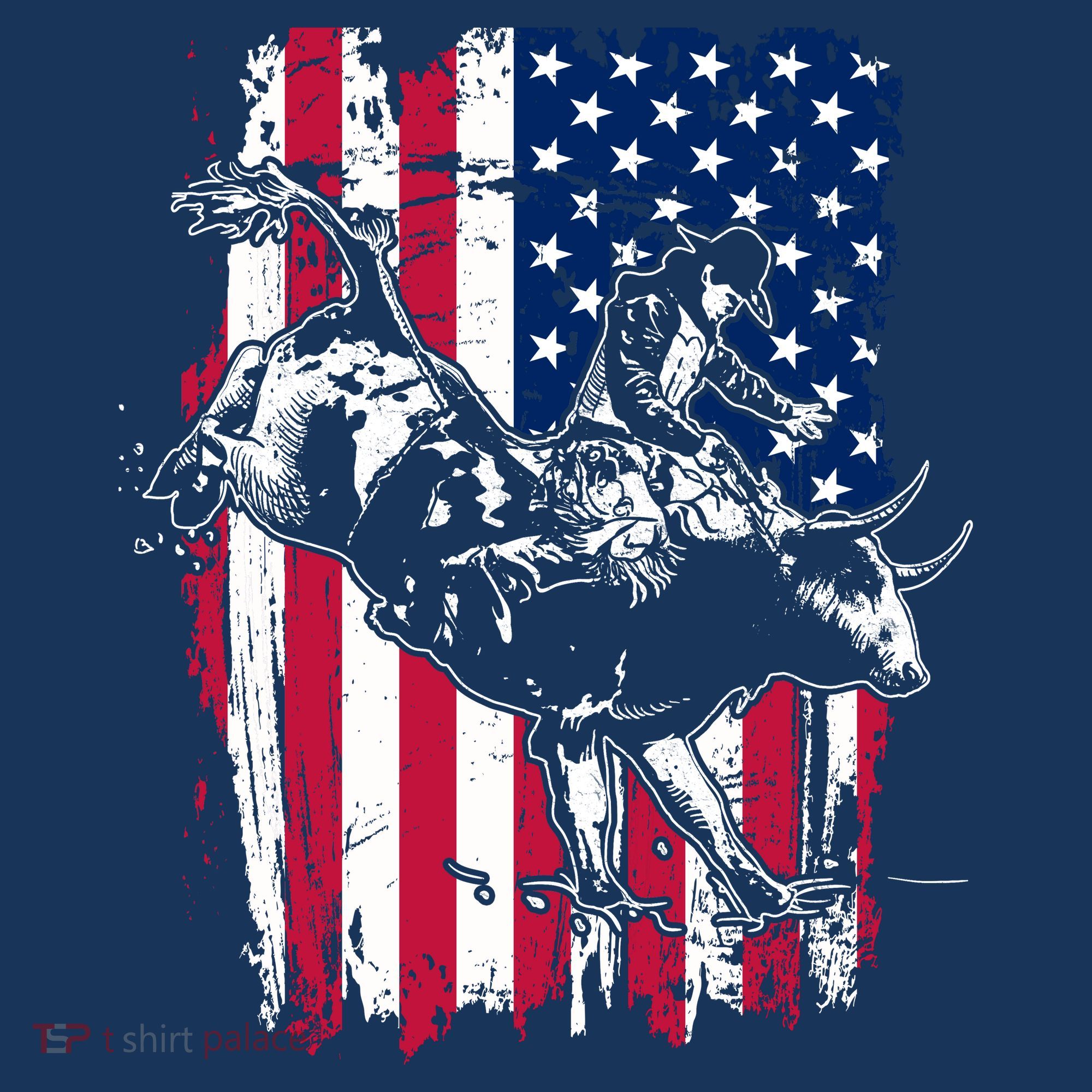 Rodeo Bull Rider American Flag Women's T-Shirt