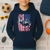 Rodeo Bull Rider American Flag Kids Hoodie thumb 2