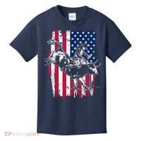 Rodeo Bull Rider American Flag Kids T-Shirt thumb 0