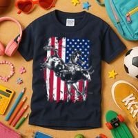 Rodeo Bull Rider American Flag Kids T-Shirt thumb 3