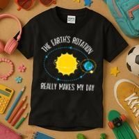 Rotation of Earth Makes My Day Science Teacher Earth Day Kids T-Shirt thumb 3