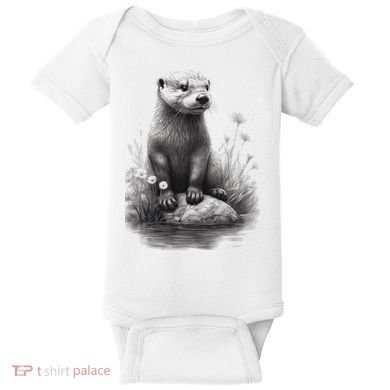 River Otter for Cute Otter Animal Funny Baby Bodysuit