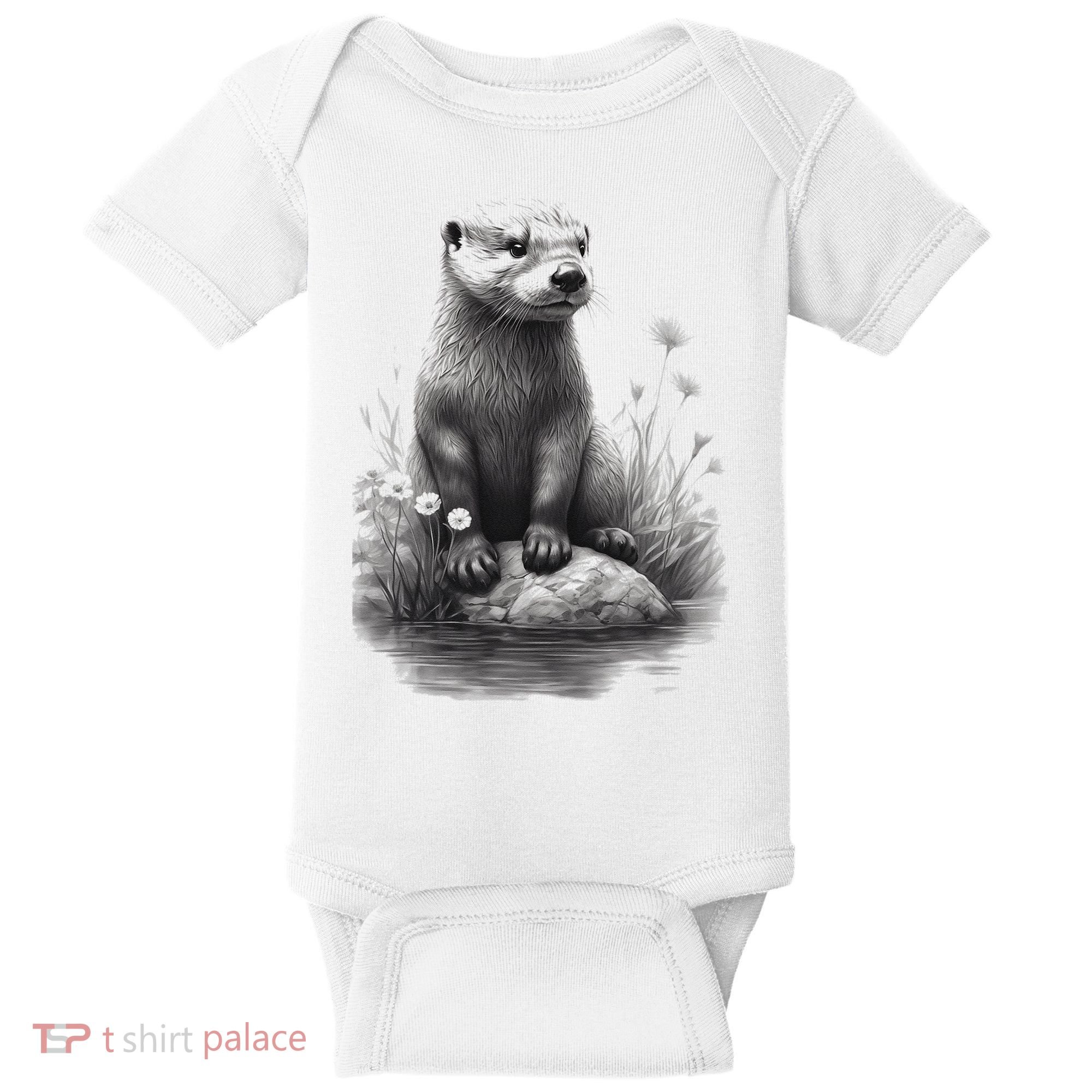River Otter for Cute Otter Animal Funny Baby Bodysuit