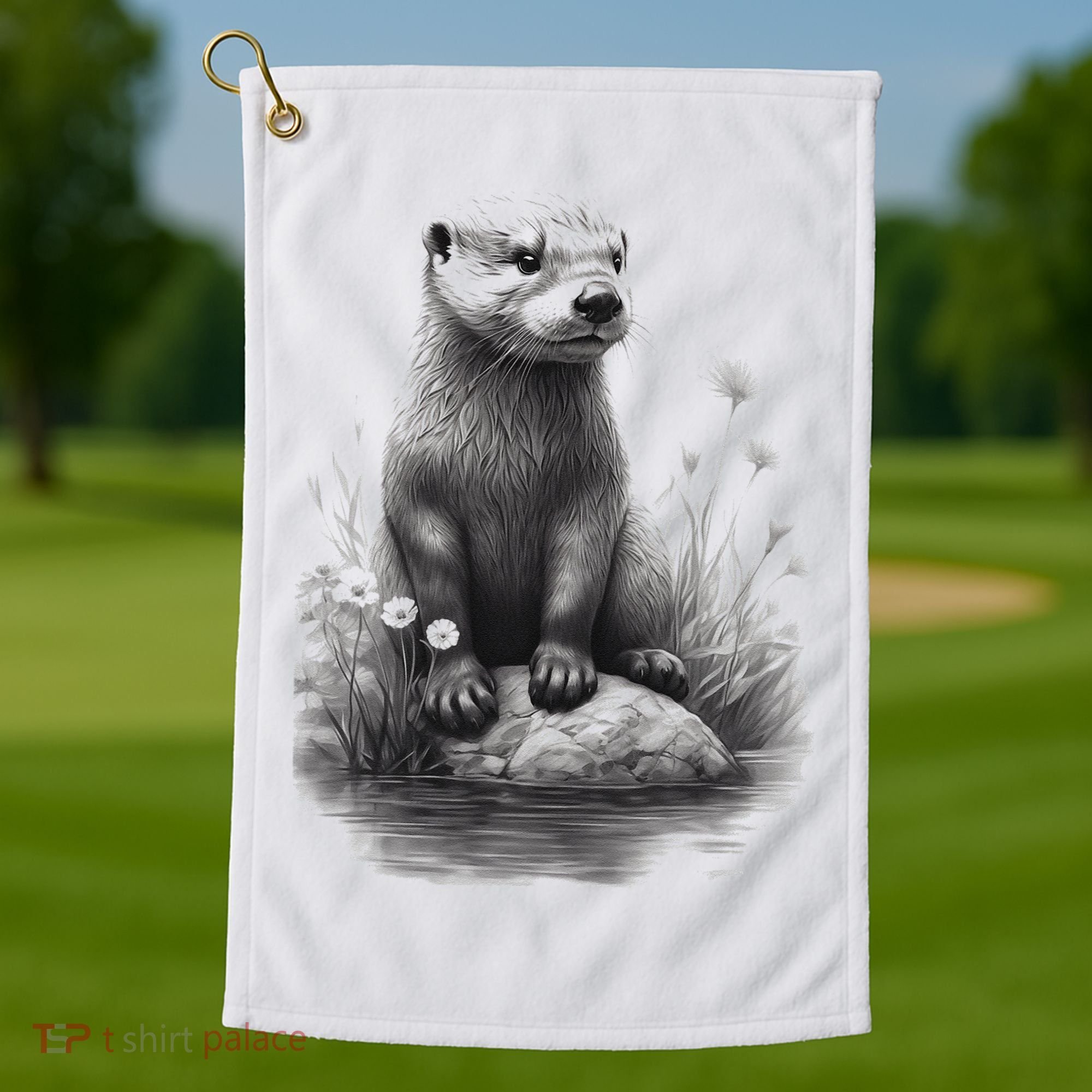 River Otter for Cute Otter Animal Funny Golf Towel