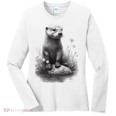 River Otter for Cute Otter Animal Funny Women's Long Sleeve Shirt