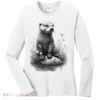 River Otter for Cute Otter Animal Funny Women's Long Sleeve Shirt thumb 0