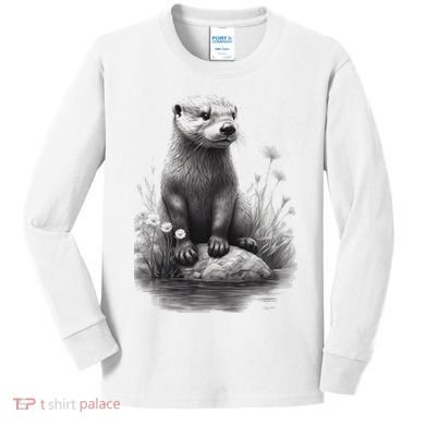River Otter for Cute Otter Animal Funny Kids Long Sleeve Shirt