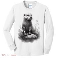 River Otter for Cute Otter Animal Funny Kids Long Sleeve Shirt thumb 0