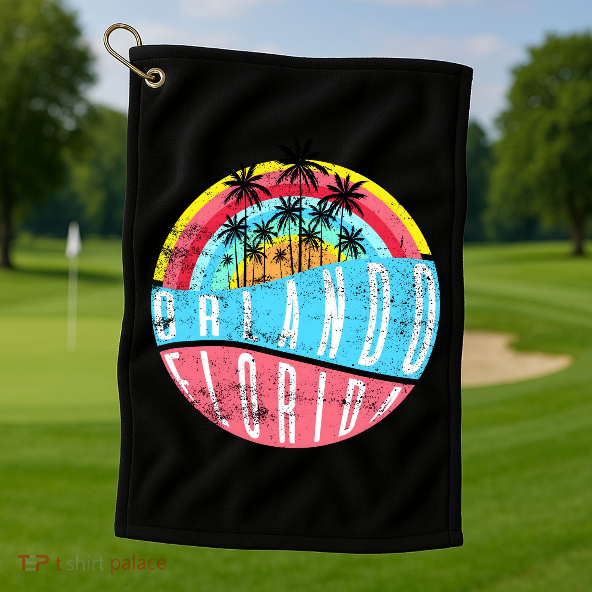 Retro Orlando Florida Icon Golf Towel