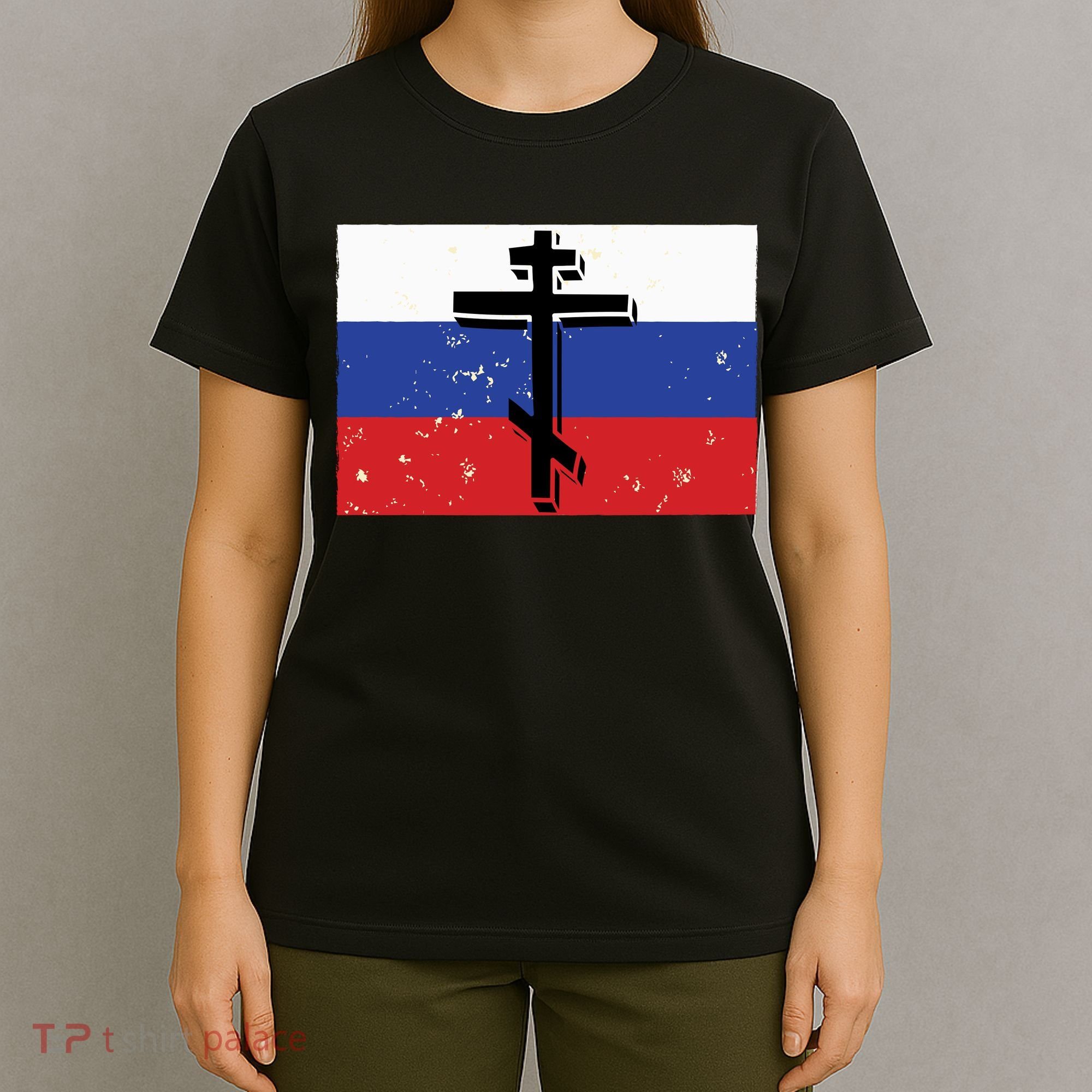 Russian Orthodox Flag Cross Gift T-Shirt