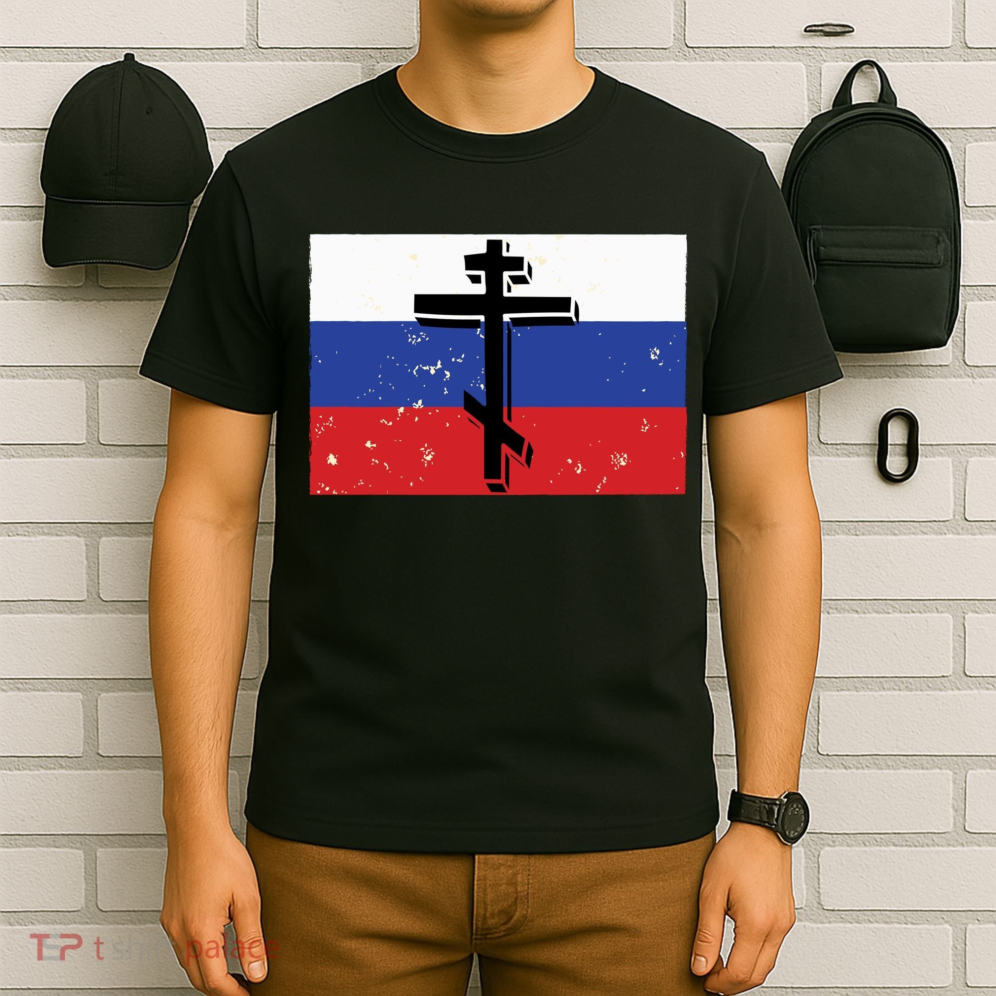 Russian Orthodox Flag Cross Gift T-Shirt
