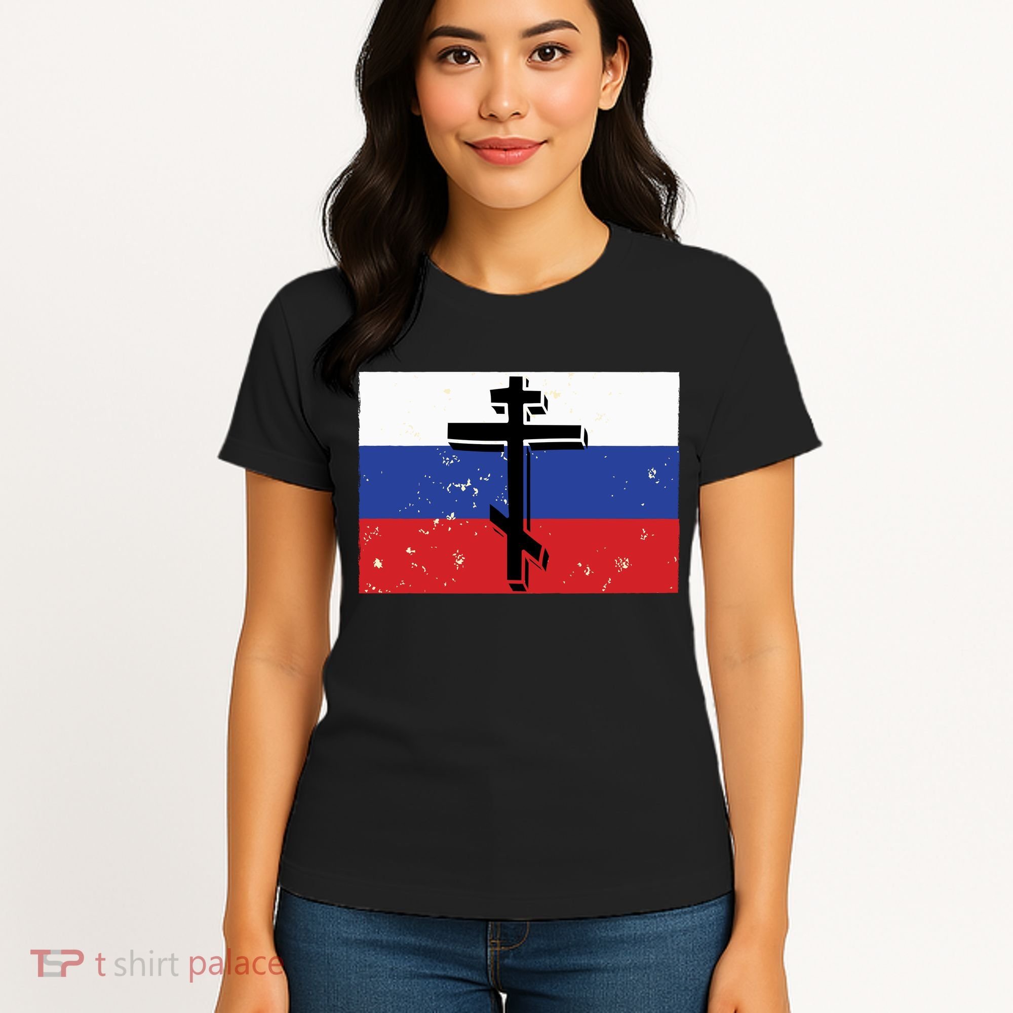 Russian Orthodox Flag Cross Gift Women's T-Shirt