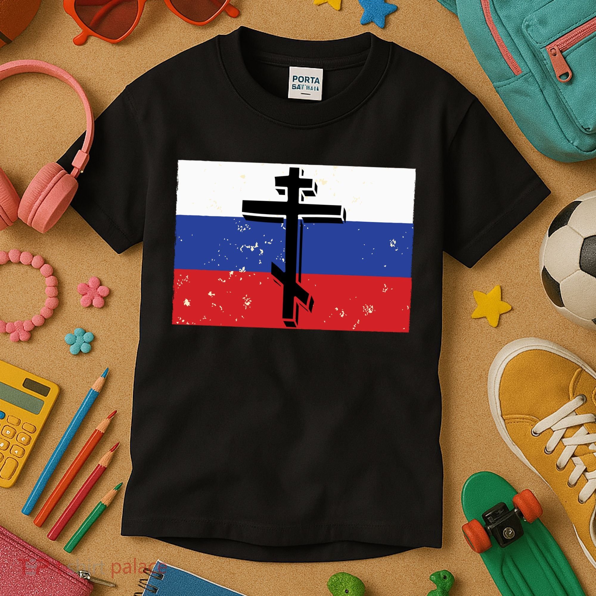 Russian Orthodox Flag Cross Gift Kids T-Shirt