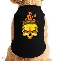 Rage Of Fire Faming Skull Creepy Skeleton Doggie Tank thumb 0
