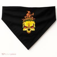 Rage Of Fire Faming Skull Creepy Skeleton USA-Made Doggie Bandana thumb 0