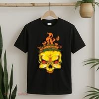 Rage Of Fire Faming Skull Creepy Skeleton T-Shirt thumb 2
