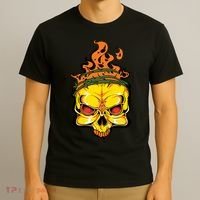 Rage Of Fire Faming Skull Creepy Skeleton T-Shirt thumb 3