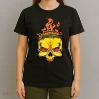 Rage Of Fire Faming Skull Creepy Skeleton T-Shirt thumb 4