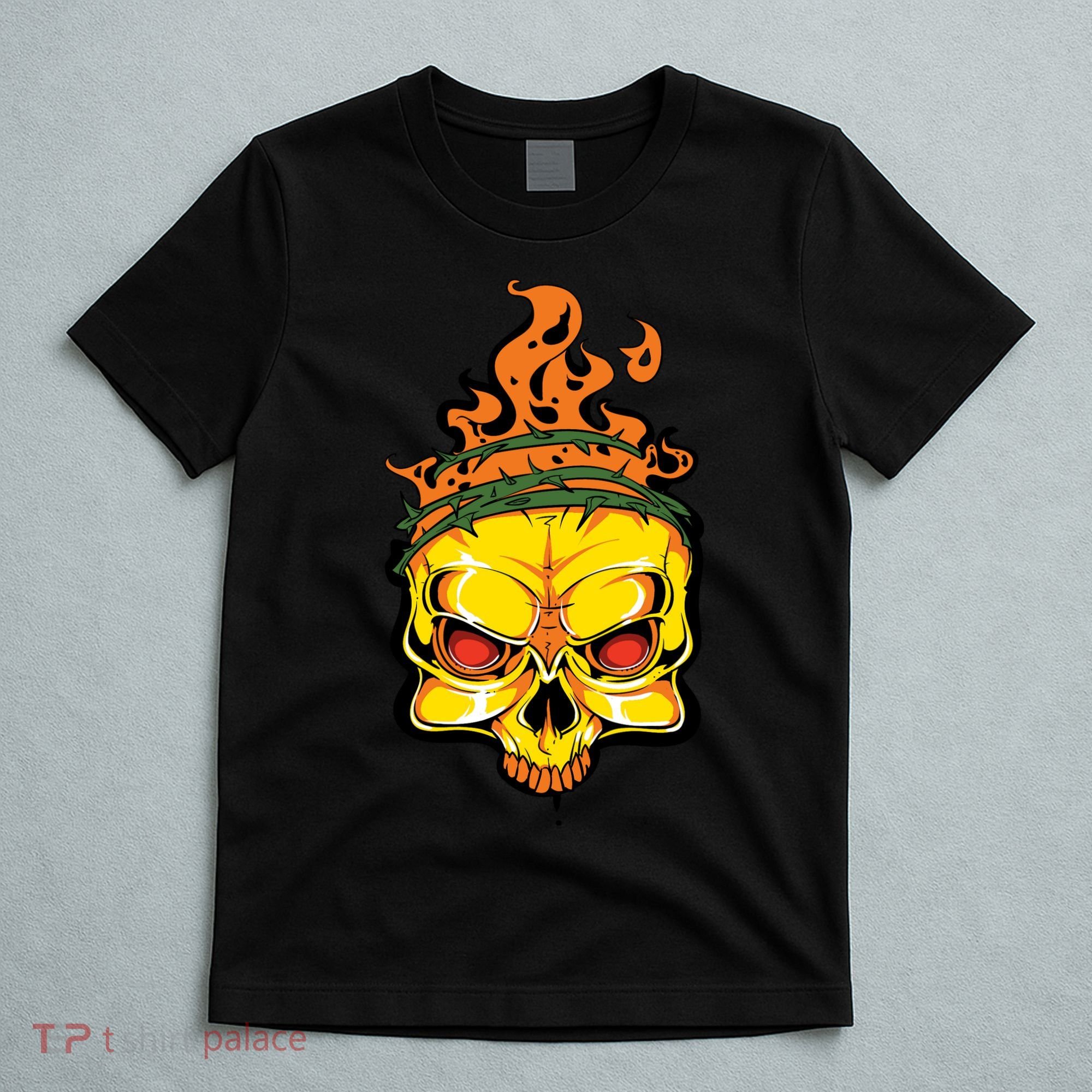 Rage Of Fire Faming Skull Creepy Skeleton T-Shirt