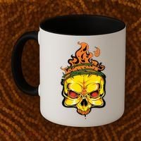 Rage Of Fire Faming Skull Creepy Skeleton Coffee Mug thumb 2