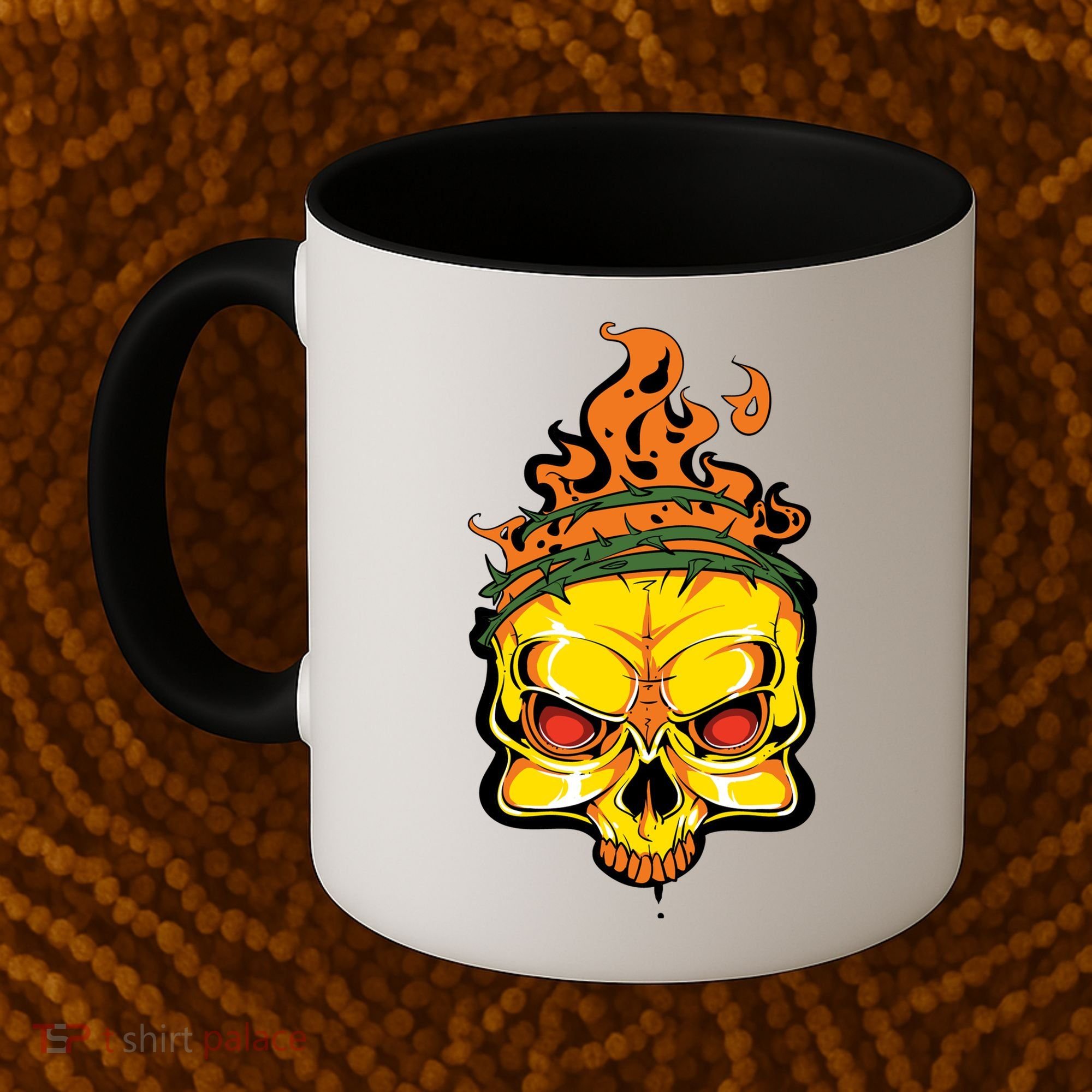 Rage Of Fire Faming Skull Creepy Skeleton Coffee Mug