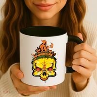 Rage Of Fire Faming Skull Creepy Skeleton Coffee Mug thumb 3