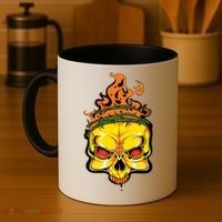 Rage Of Fire Faming Skull Creepy Skeleton Coffee Mug thumb 4