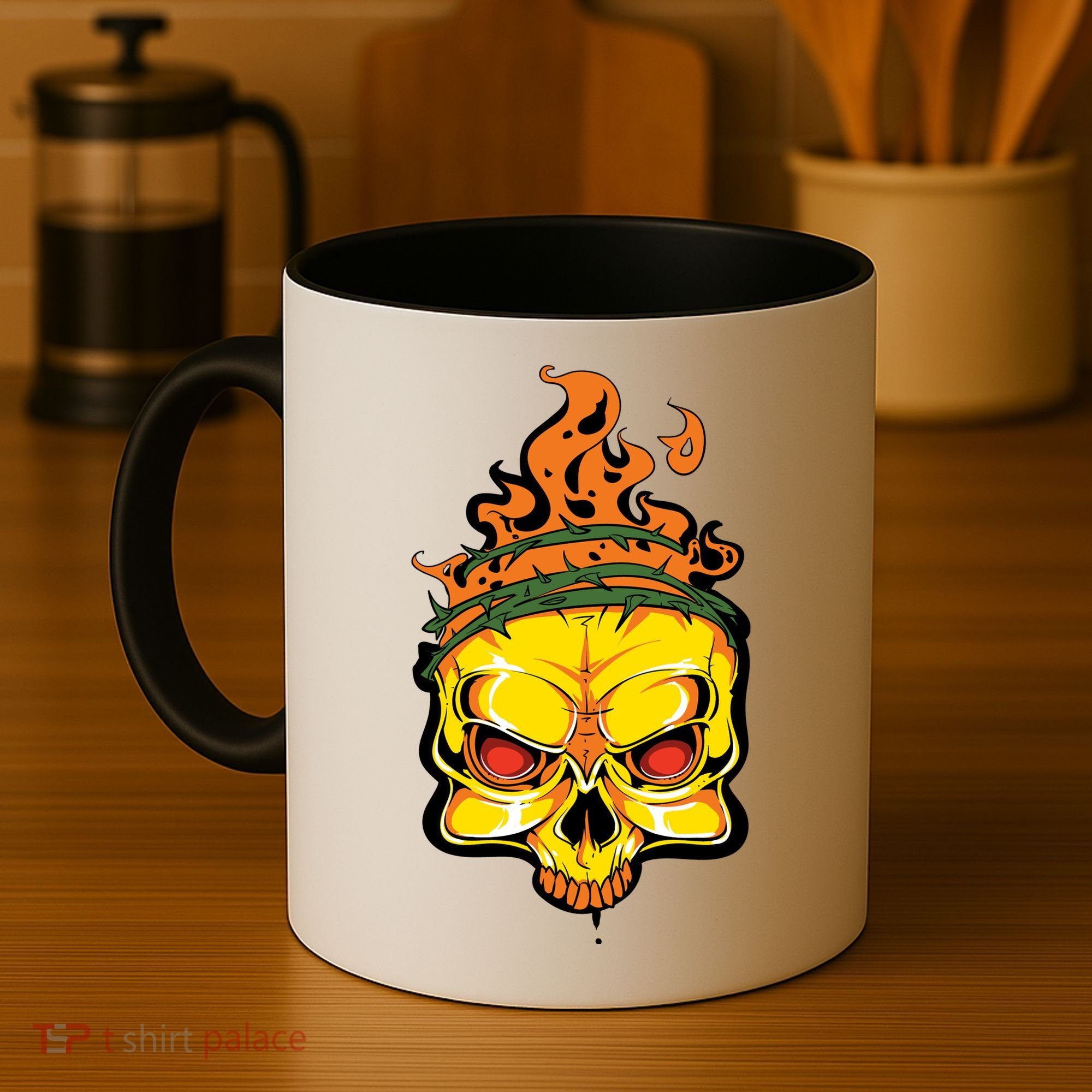 Rage Of Fire Faming Skull Creepy Skeleton Coffee Mug