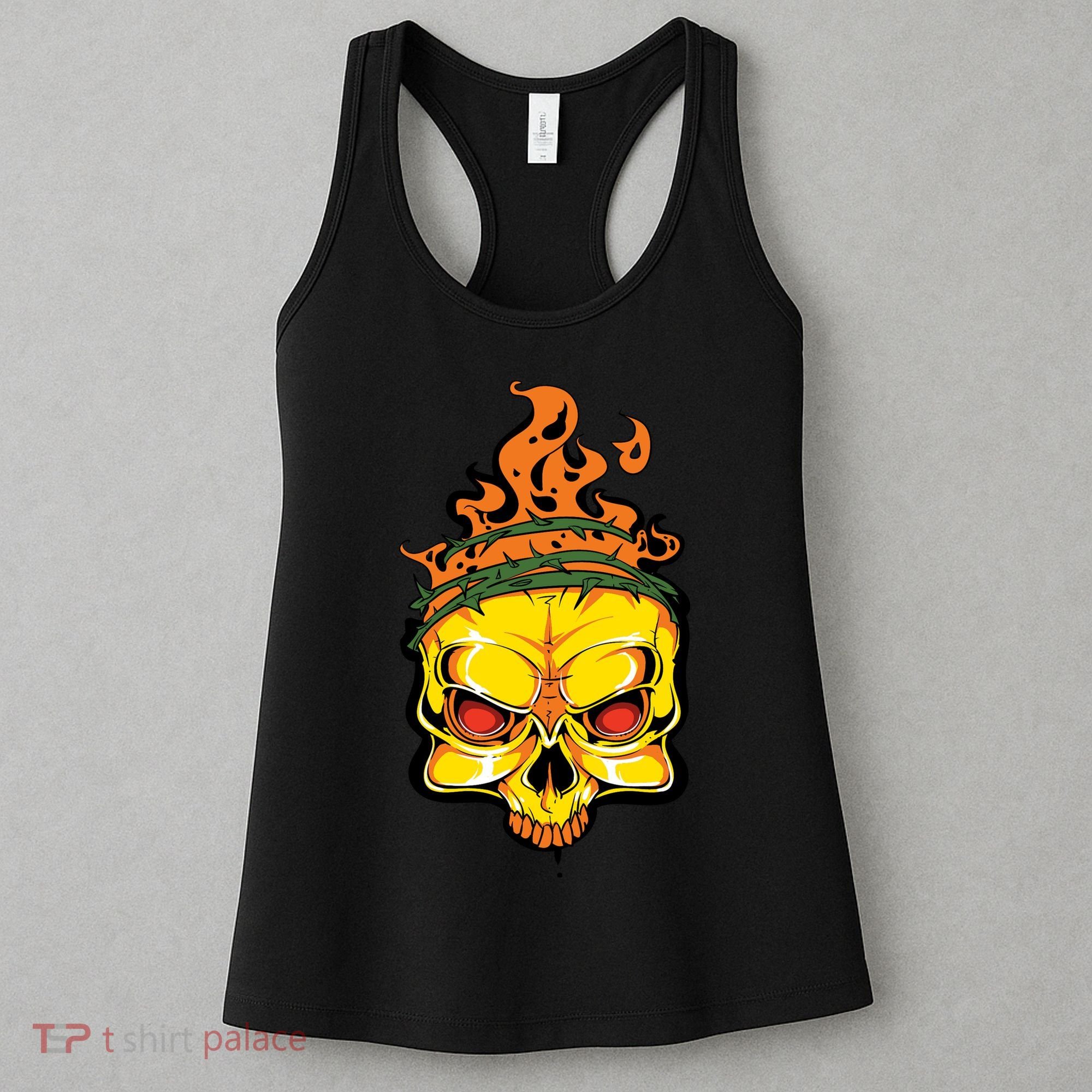 Rage Of Fire Faming Skull Creepy Skeleton Women's Tank Top