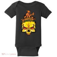 Rage Of Fire Faming Skull Creepy Skeleton Baby Bodysuit thumb 0