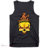 Rage Of Fire Faming Skull Creepy Skeleton Tank Top thumb 0