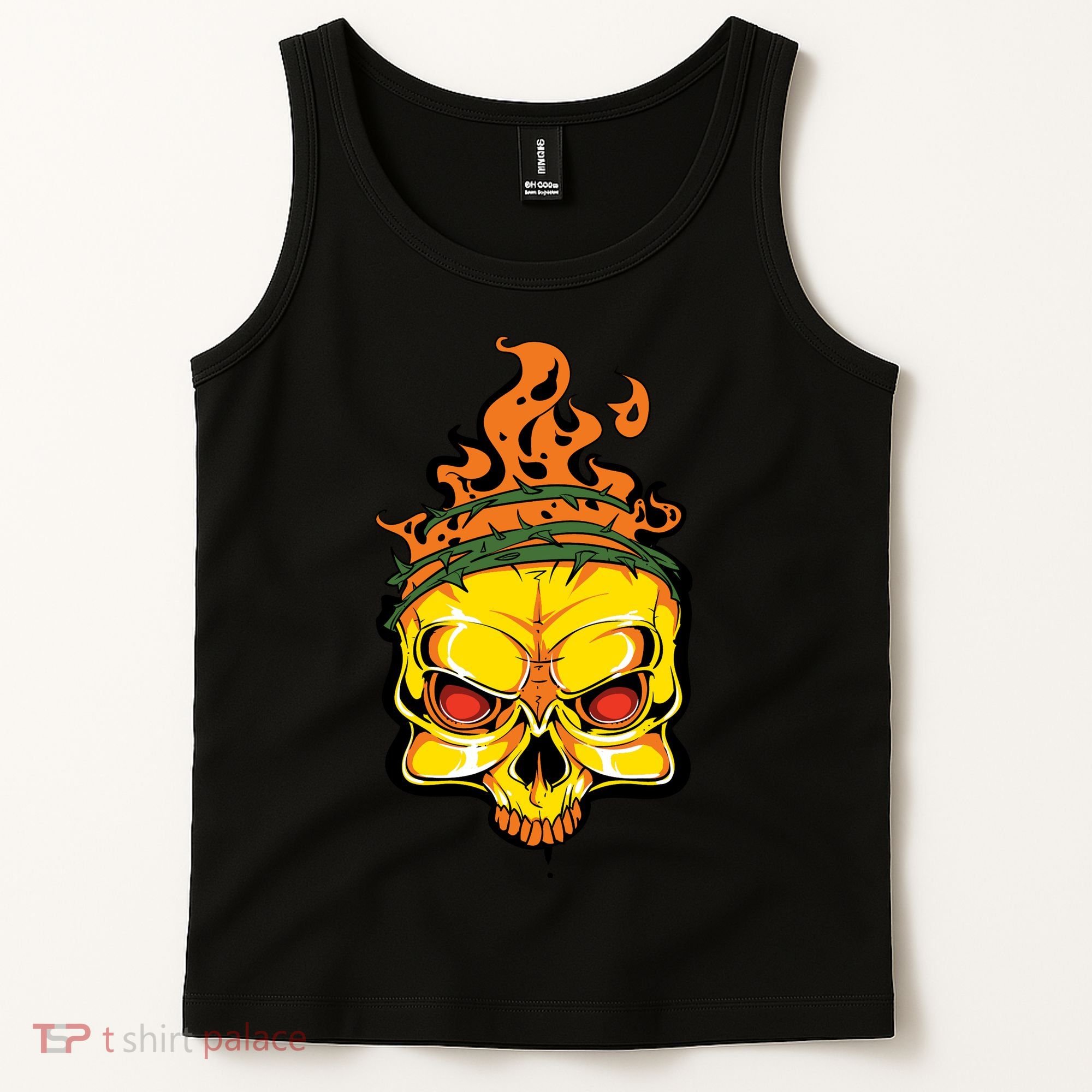 Rage Of Fire Faming Skull Creepy Skeleton Tank Top