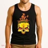 Rage Of Fire Faming Skull Creepy Skeleton Tank Top thumb 3
