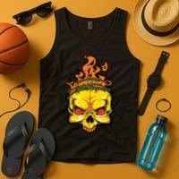 Rage Of Fire Faming Skull Creepy Skeleton Tank Top thumb 4