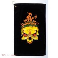 Rage Of Fire Faming Skull Creepy Skeleton Golf Towel thumb 0